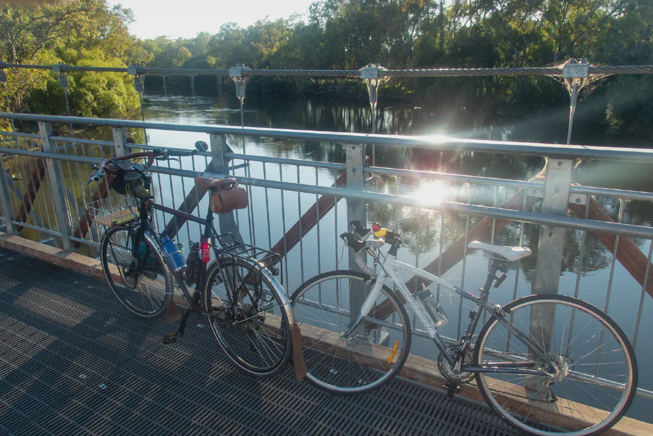 Danielle and my bikes on the Murray River